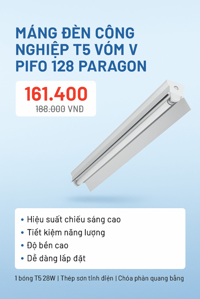 Máng đèn công nghiệp T5 vòm V PIFO 128 Paragon