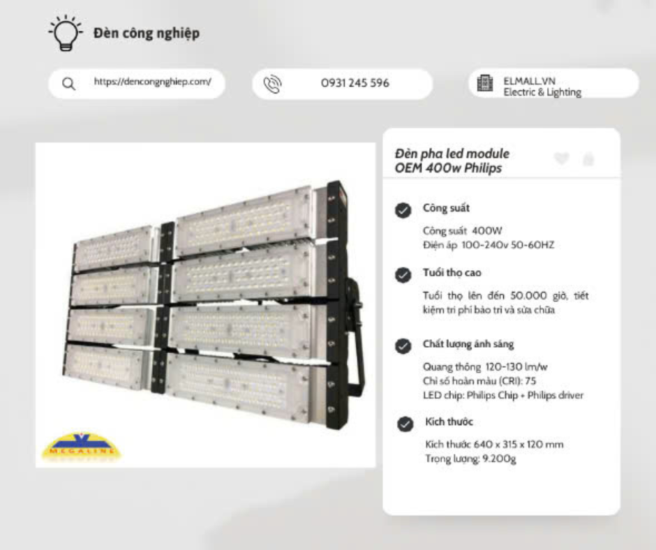 Đèn pha led module OEM 400w Philips 3 Khả năng chiếu sáng vượt trội