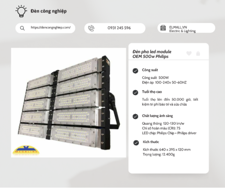 Đèn pha led module OEM 500w Philips 3 Tiết kiệm năng lượng và thân thiện với môi trường