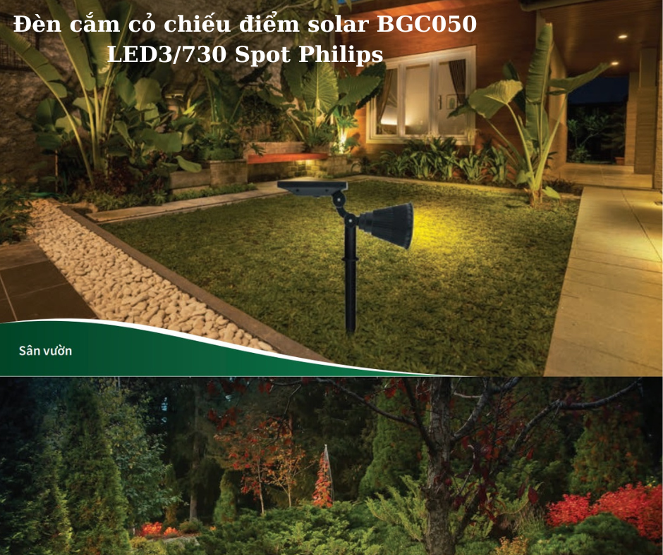 Đèn cắm cỏ chiếu điểm solar BGC050 LED3/730 Spot Philips 5 Ứng dụng đa dạng