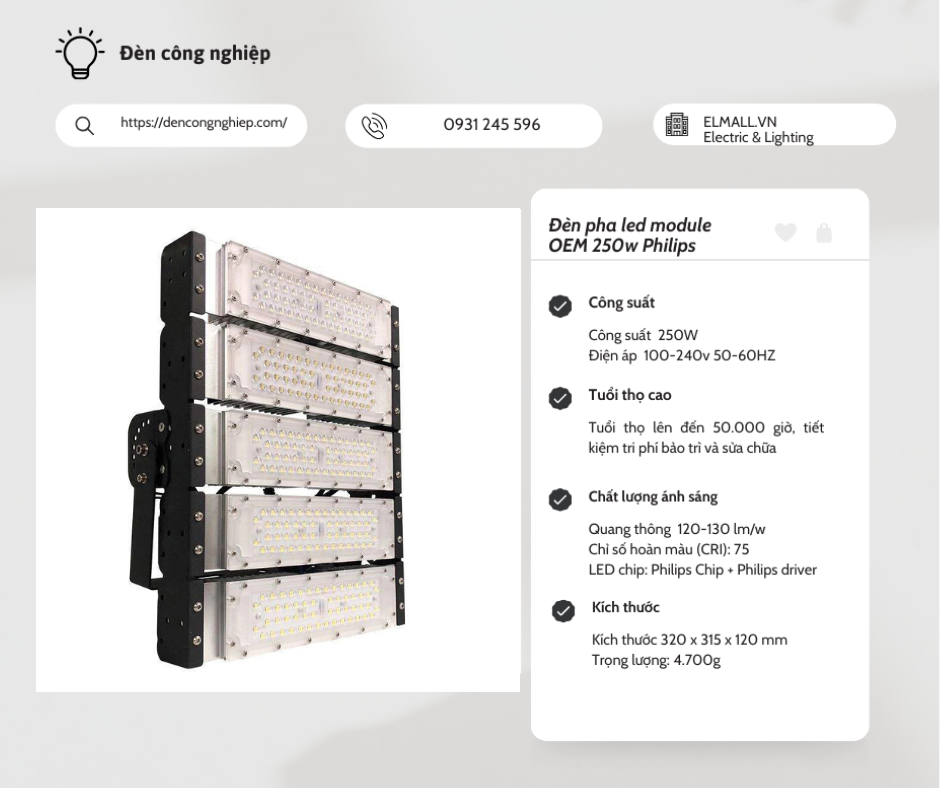Đèn pha led module OEM 250w Philips