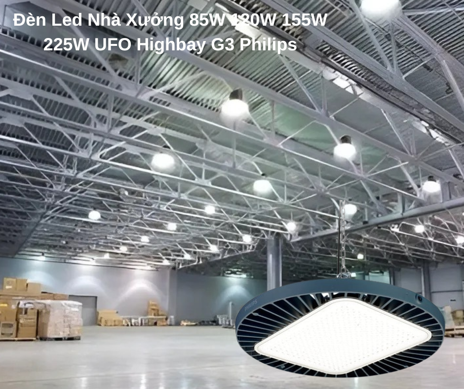 Đèn Led Nhà Xưởng 85W 120W 155W 225W UFO Highbay G3 Philips 4 Ứng dụng đa dạng