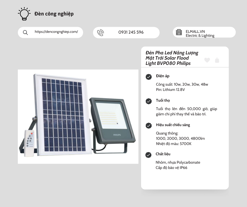 Đèn Pha Led Năng Lượng Mặt Trời Solar Flood Light BVP080 Philips 2 Đèn Pha Led Năng Lượng Mặt Trời Solar Flood Light BVP080 Philips