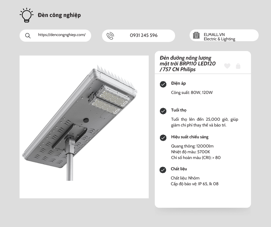 Đèn đường năng lượng mặt trời BRP110 LED120 757 CN Philips