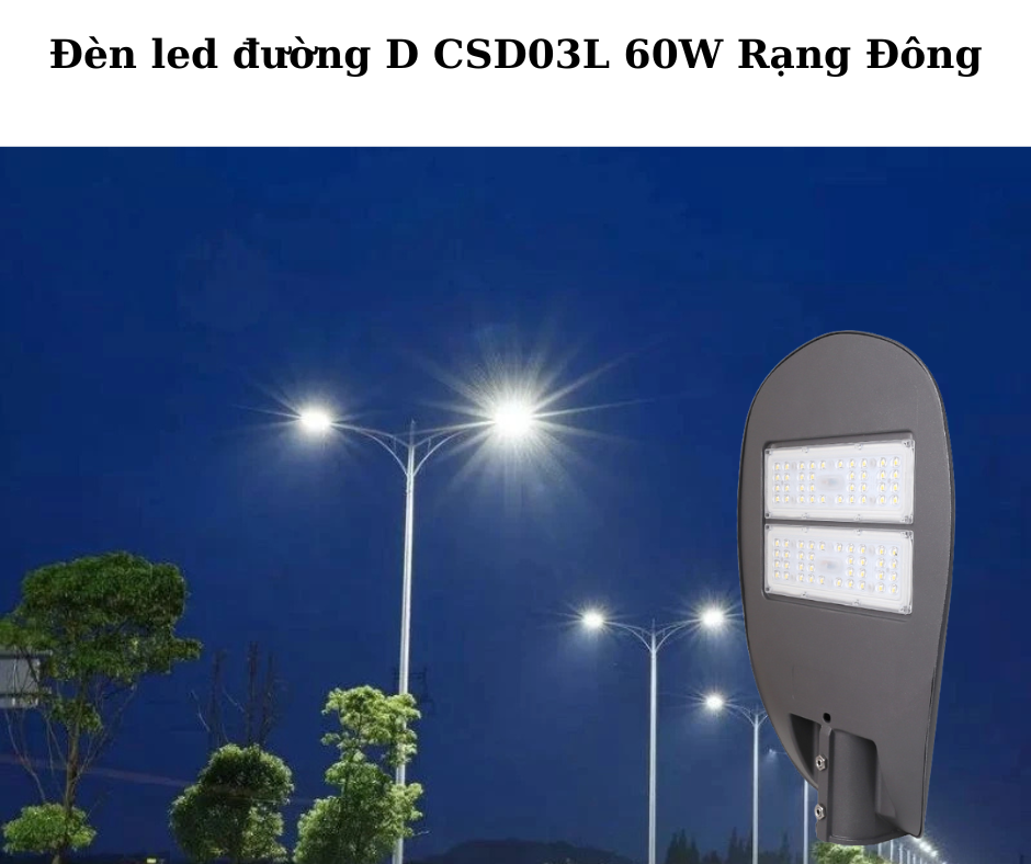 Đèn led đường D CSD03L 60W Rạng Đông 4 Ứng Dụng Đa Dạng