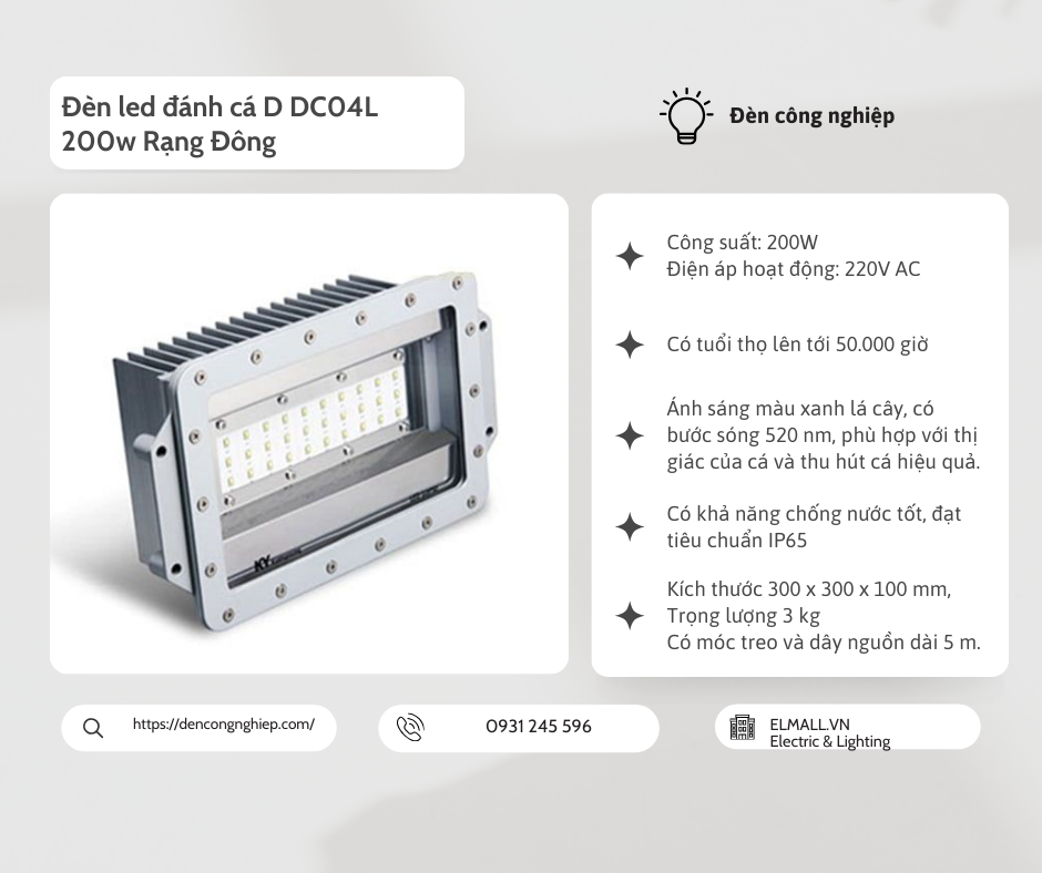 Đèn led đánh cá D DC04L 200w Rạng Đông 2 Đèn led đánh cá D DC04L 200w Rạng Đông