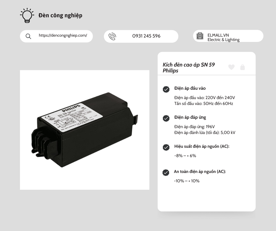 Kích đèn cao áp SN 59 Philips 3 Kích đèn cao áp SN 59 Philips