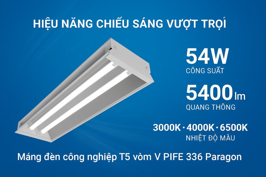 Máng đèn công nghiệp T5 vòm V PIFE 336 Paragon