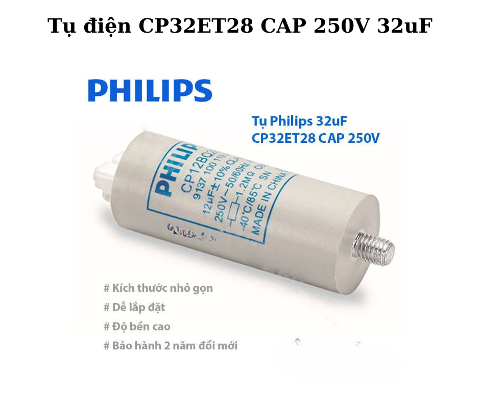 Tụ điện CP32ET28 CAP 250V 32uF 5 Thông số kỹ thuật