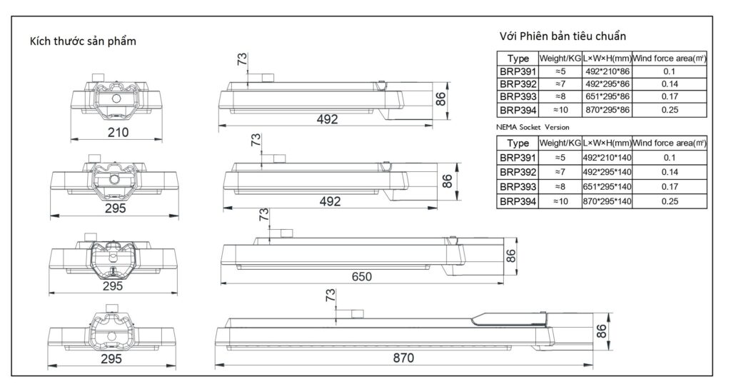 kich thuoc den duong led philip bpr392