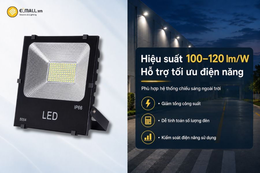 Đèn LED pha kim cương SL-DPL04-150EC có hiệu suất ánh sáng 100–120 lm/W