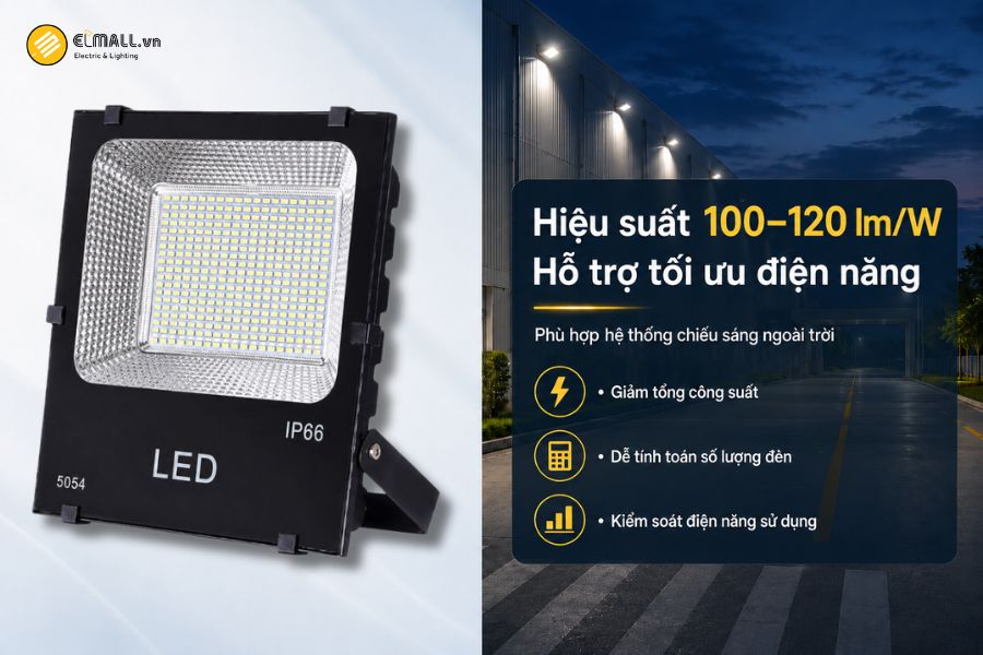 Đèn LED pha kim cương SMD - Eco OEM SL-DPL04-200EC có hiệu suất ánh sáng 100–120 lm/W