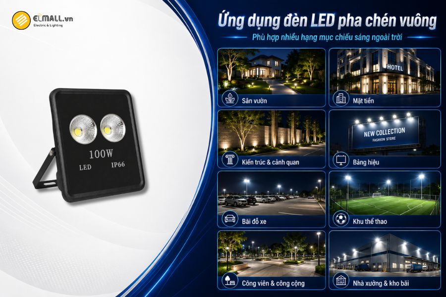 Ứng dụng của đèn LED pha chén vuông 100W SL-DPL02-100