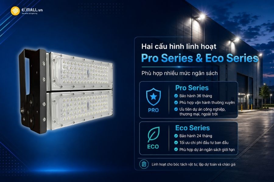 Đèn LED pha module OEM SL-DPL01-100 có hai lựa chọn cấu hình là Pro Series và Eco Series