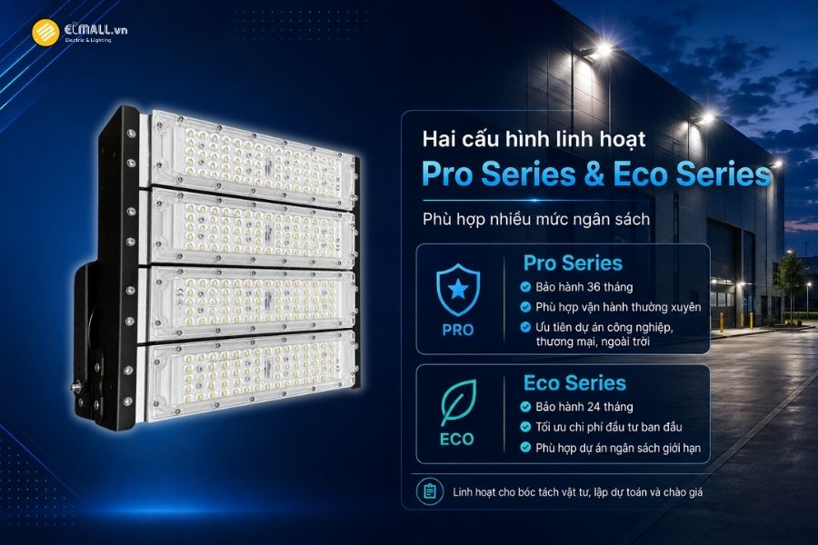 Đèn LED pha module OEM SL-DPL01-200 có hai lựa chọn cấu hình gồm Pro Series và Eco Series