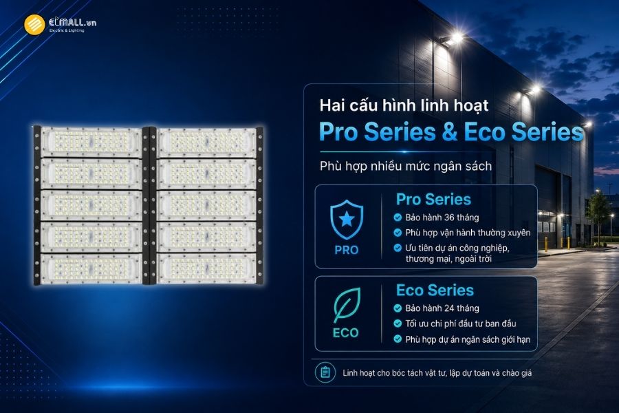 Đèn LED pha module OEM SL-DPL01-500 có hai lựa chọn cấu hình gồm Pro Series và Eco Series