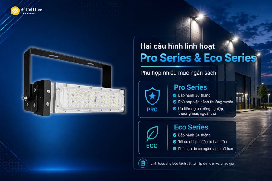 Đèn LED pha module OEM SL-DPL01-50 là sản phẩm được phát triển với hai lựa chọn cấu hình Pro Series và Eco Series.