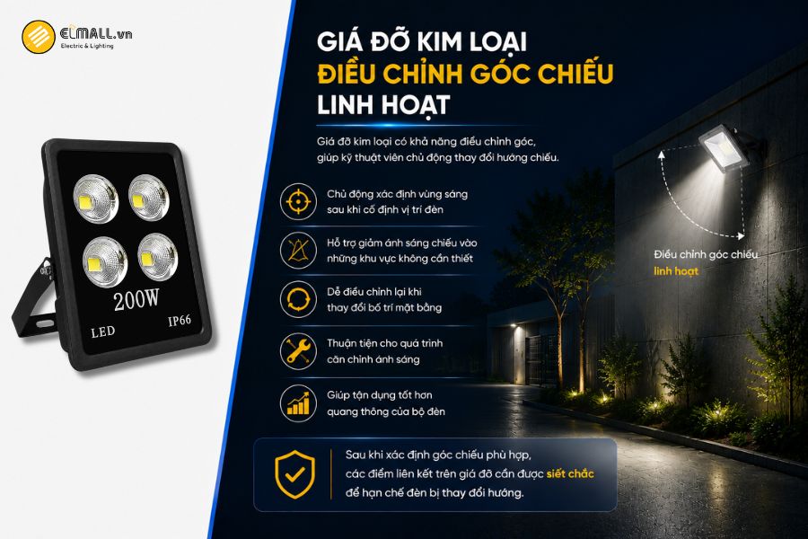 SL-DPL02-200 được trang bị giá đỡ kim loại có thể điều chỉnh góc chiếu