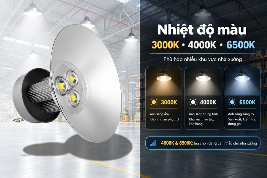 SL-LHB02-150 có ba lựa chọn nhiệt độ màu gồm 3000K, 4000K và 6500K, giúp sản phẩm phù hợp với nhiều không gian sử dụng.