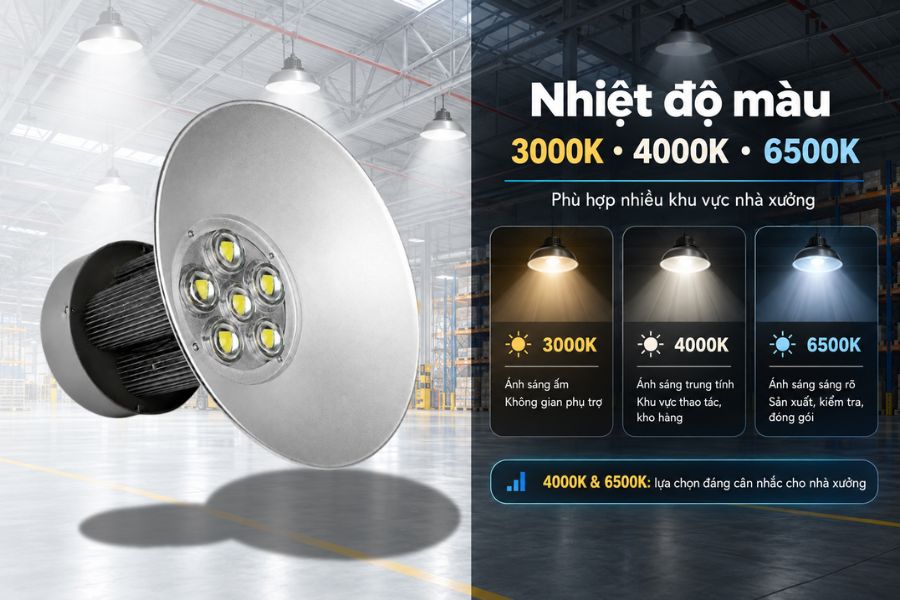 SL-LHB02-300 có ba lựa chọn nhiệt độ màu gồm 3000K, 4000K và 6500K, giúp sản phẩm phù hợp với nhiều không gian sử dụng.