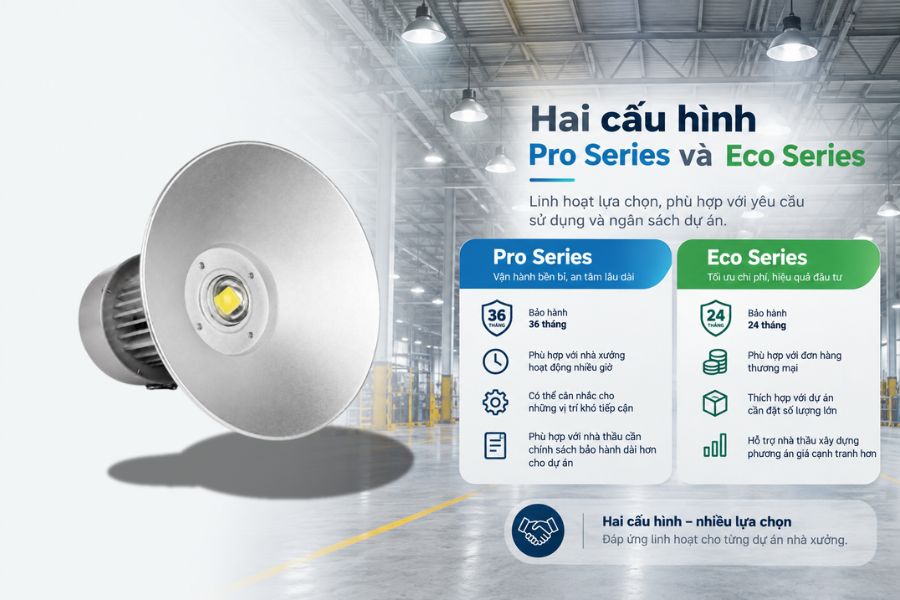 SL-LHB02-50 được cung cấp với hai lựa chọn Pro Series và Eco Series, giúp khách hàng chủ động hơn khi cân đối giữa yêu cầu sử dụng và ngân sách.