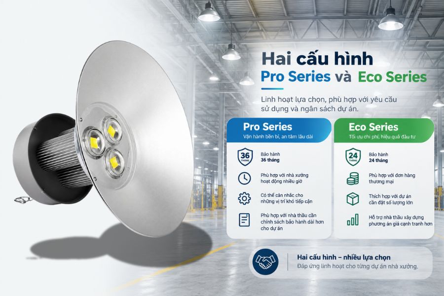 SL-LHB02-150 được cung cấp với hai lựa chọn Pro Series và Eco Series, giúp khách hàng chủ động hơn khi cân đối giữa yêu cầu sử dụng và ngân sách.