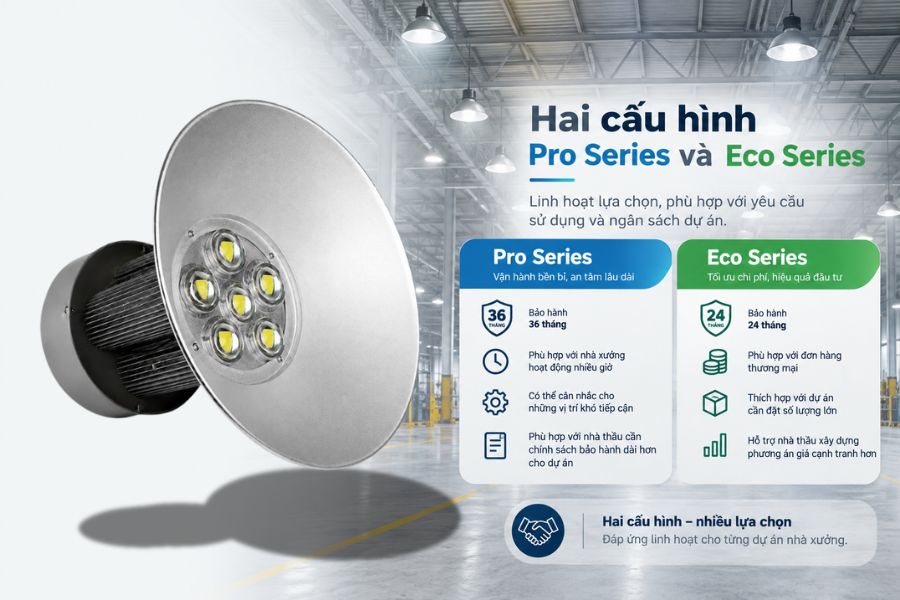 SL-LHB02-300 được cung cấp với hai lựa chọn Pro Series và Eco Series, giúp khách hàng chủ động hơn khi cân đối giữa yêu cầu sử dụng và ngân sách.