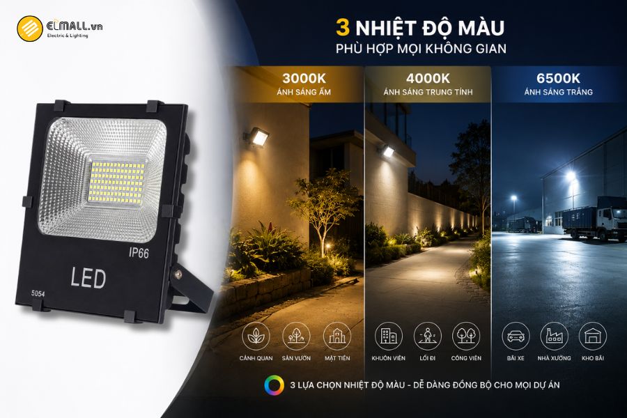 Đèn LED pha kim cương SMD - Eco OEM SL-DPL04-100EC có ba lựa chọn nhiệt độ màu gồm 3000K, 4000K và 6500K.