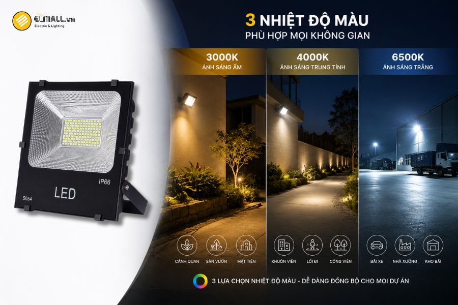 Đèn LED pha kim cương SMD - Eco OEM SL-DPL04-150EC có ba lựa chọn nhiệt độ màu gồm 3000K, 4000K và 6500K
