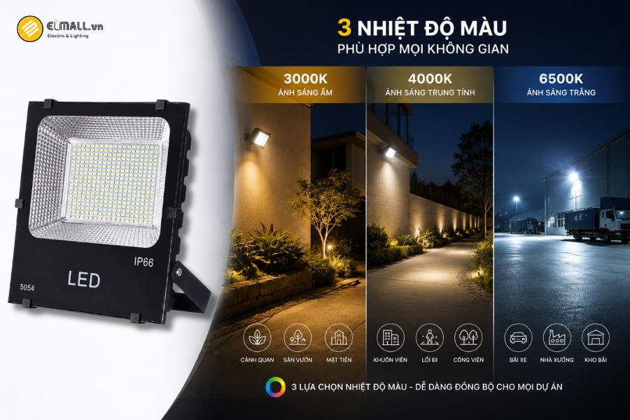 Đèn LED pha kim cương SMD - Eco OEM SL-DPL04-200EC có ba lựa chọn nhiệt độ màu gồm 3000K, 4000K và 6500K