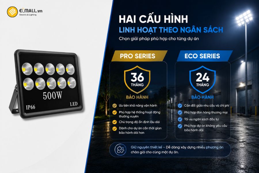 SL-DPL02-500 có hai cấu hình Pro Series và Eco Series, giúp khách hàng dễ lựa chọn theo ngân sách, thời gian bảo hành và yêu cầu vận hành của từng công trình.