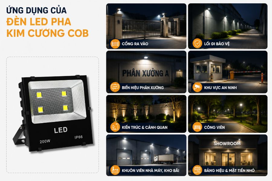 Ứng dụng của đèn LED pha kim cương COB 200W SL-DPL03-200
