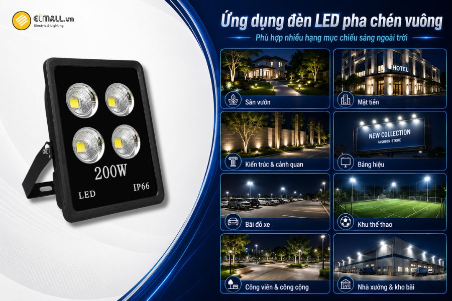 Ứng dụng của đèn LED pha chén vuông 200W SL-DPL02-200