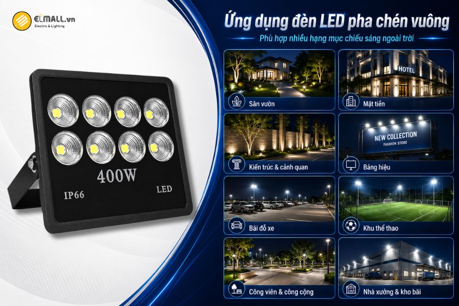 Ứng dụng của đèn LED pha chén vuông 400W SL-DPL02-400