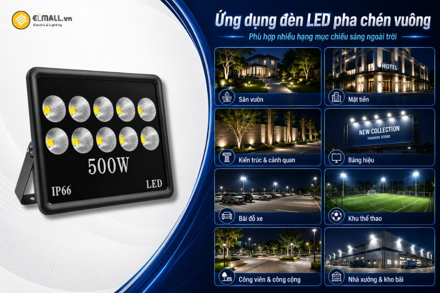 Ứng dụng của đèn LED pha chén vuông 500W SL-DPL02-500