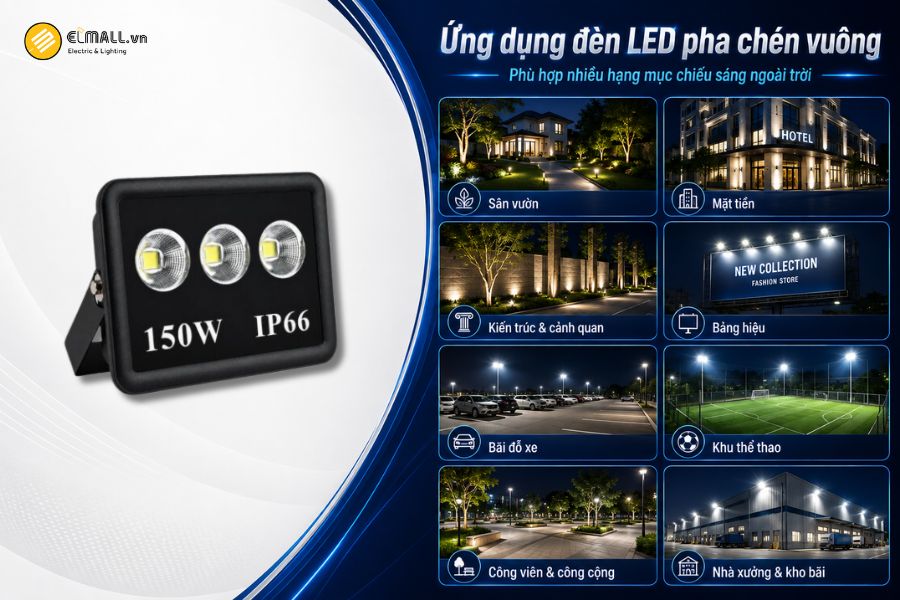 Ứng dụng của đèn LED pha chén vuông 150W SL-DPL02-150