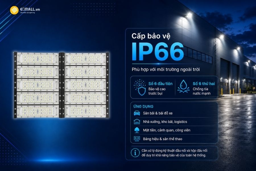 Đèn LED pha module OEM SL-DPL01-500 đạt cấp bảo vệ IP66 giúp tăng khả năng bảo vệ các linh kiện bên trong trước tác động của bụi và nước
