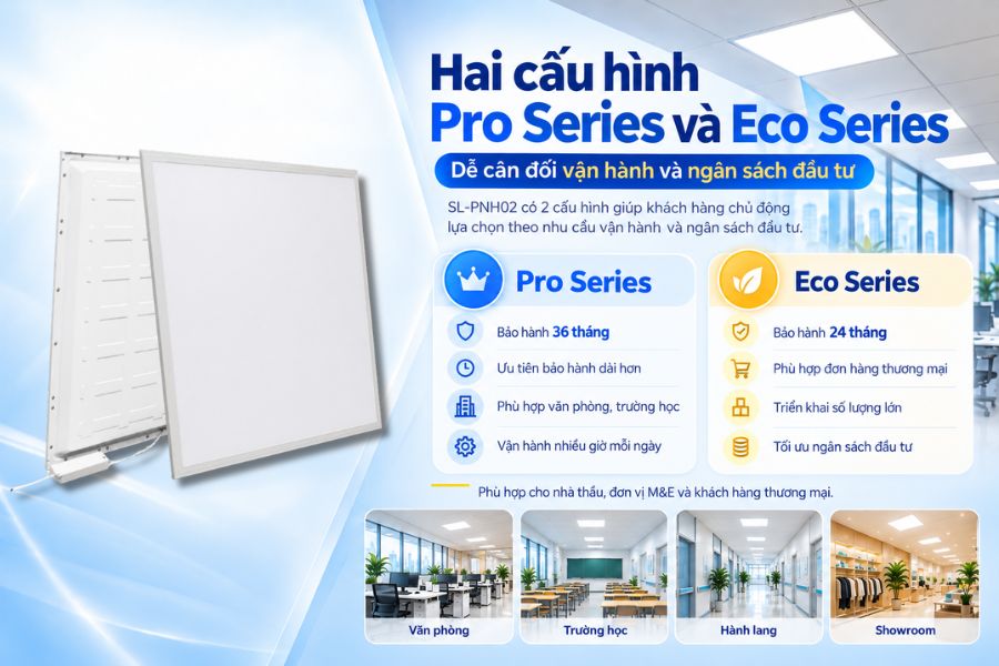 SL-PNH02 được cung cấp với hai cấu hình Pro Series và Eco Series, giúp khách hàng chủ động cân đối giữa yêu cầu vận hành và ngân sách đầu tư.