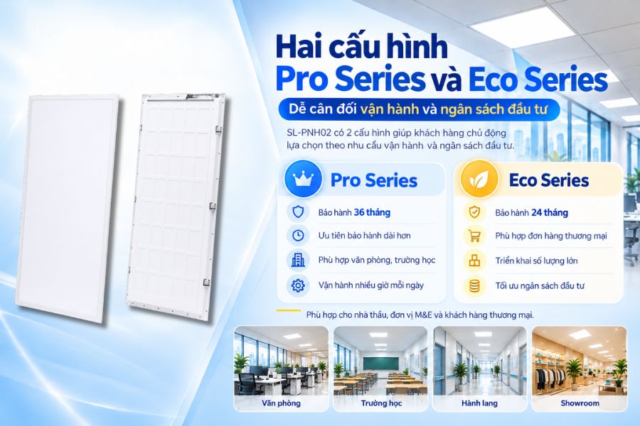 SL-PNH02 được cung cấp với hai cấu hình Pro Series và Eco Series, giúp khách hàng chủ động cân đối giữa yêu cầu vận hành và ngân sách đầu tư.