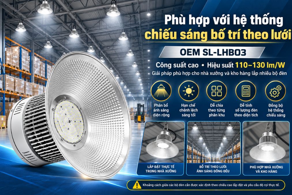 SL-LHB03 phù hợp với hệ thống chiếu sáng bố trí theo lưới