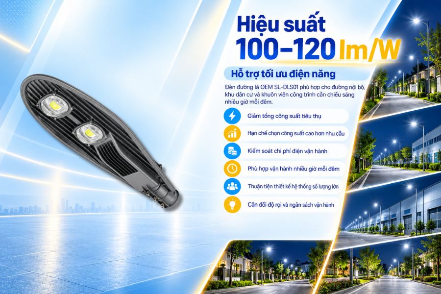SL-DLS01-100 đạt hiệu suất phát sáng 100–120 lm/W
