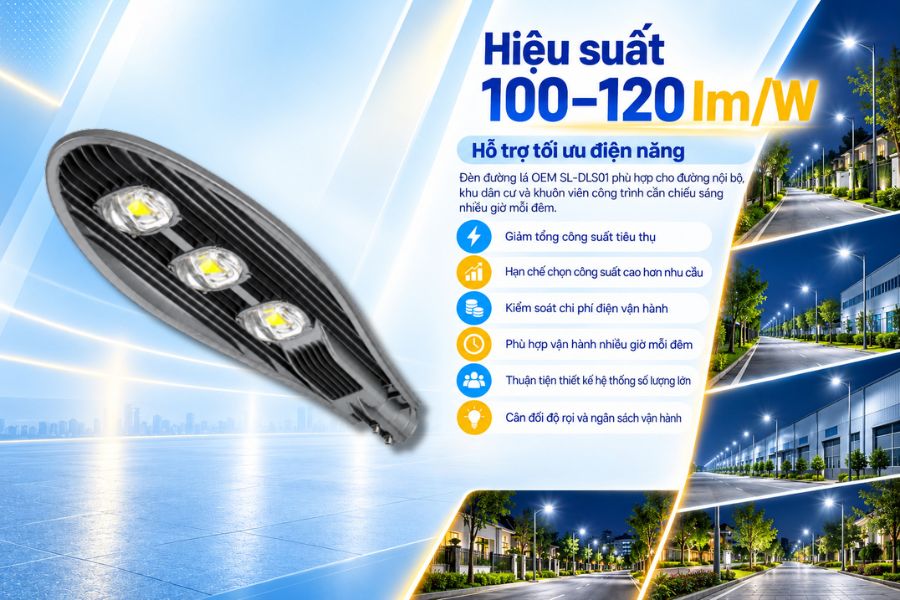 SL-DLS01-150 đạt hiệu suất phát sáng 100–120 lm/W