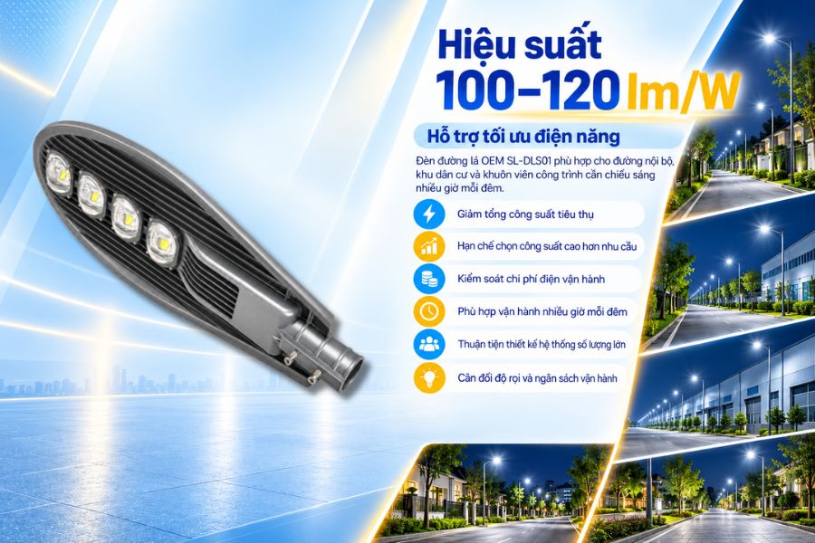 SL-DLS01-200 đạt hiệu suất phát sáng 100–120 lm/W