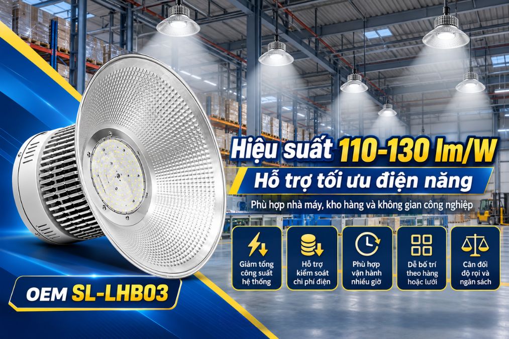 Đèn nhà xưởng OEM SL-LHB03 đạt hiệu suất 110–130 lm/W