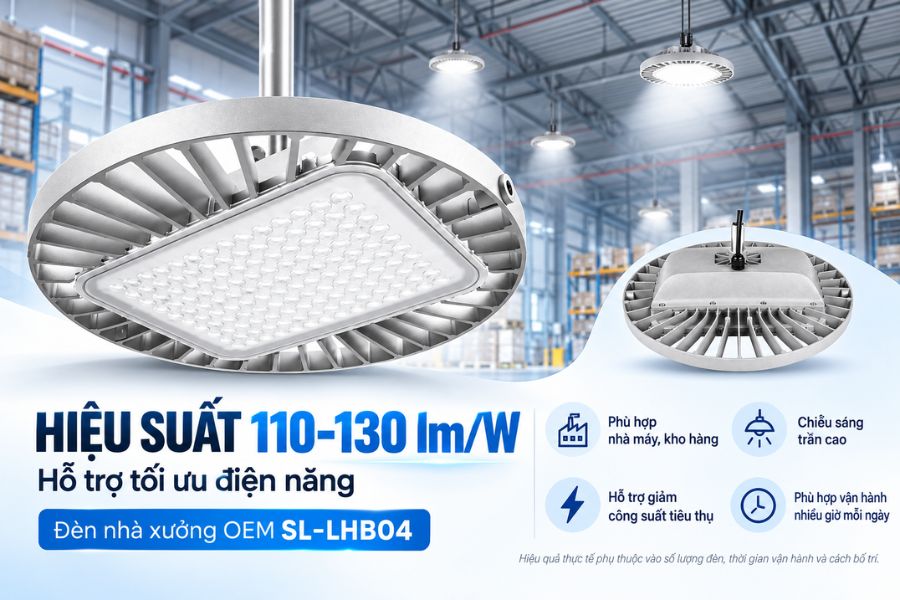 Đèn nhà xưởng OEM SL-LHB04 đạt hiệu suất 110–130 lm/W