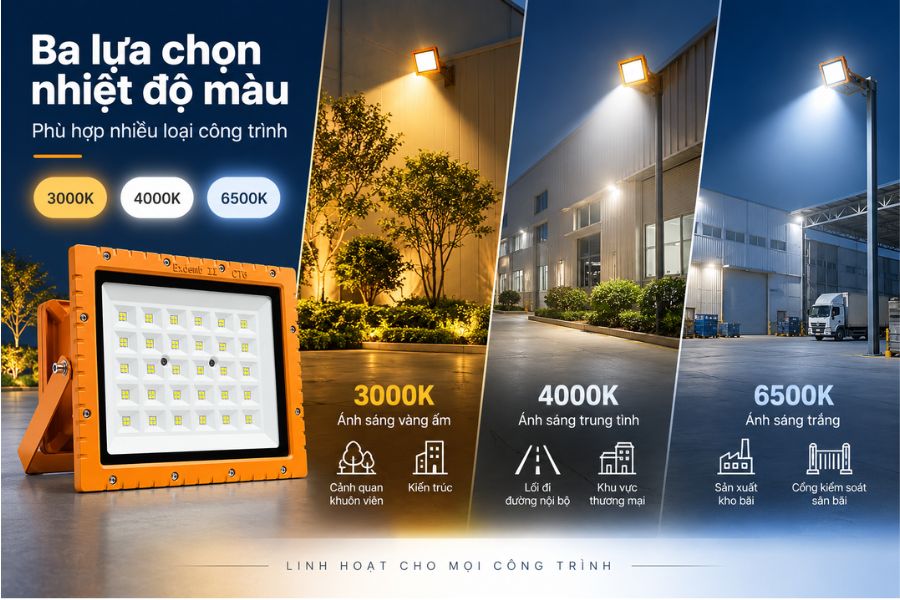 SL-PCN01-200EC có ba lựa chọn nhiệt độ màu gồm 3000K, 4000K và 6500K, giúp sản phẩm linh hoạt hơn khi triển khai cho nhiều loại công trình.