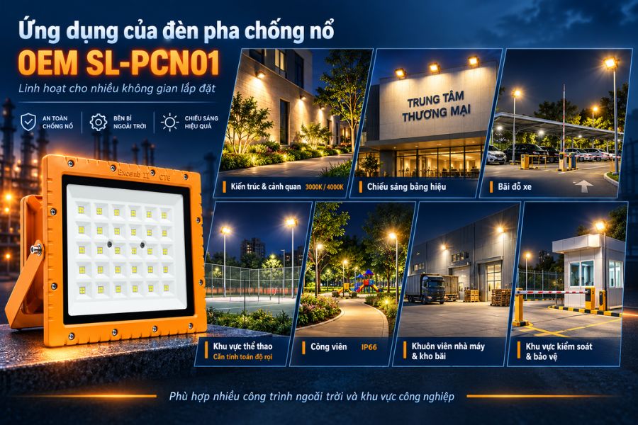 Ứng dụng của đèn pha chống nổ OEM SL-PCN01-200EC