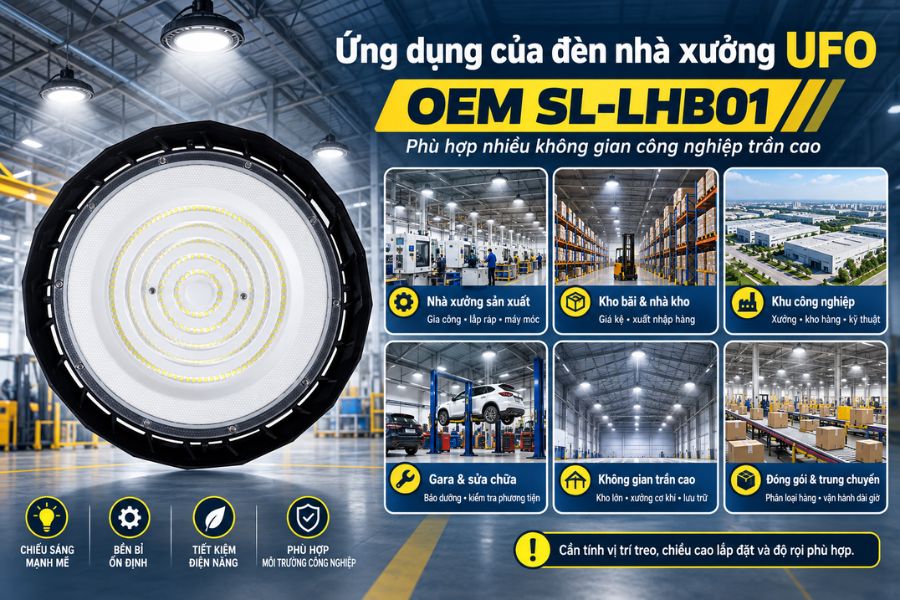 Ứng dụng của đèn nhà xưởng UFO OEM SL-LHB01-200